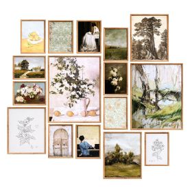 Framed Wall Art Prints Vintage Art Decor 16 PCS for Living Room & Bedroom