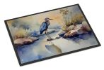 Blue Heron Doormat Front Door Mat Indoor Outdoor Rugs for Entryway, Non Slip Washable Low Pile, 24H X 36W