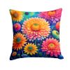 Colorful Chrysanthemums Throw Pillow Machine Washable, Indoor Outdoor Decorative Pillow for Couch, Bed or Patio, 14Hx14W
