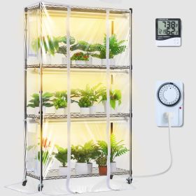 VEVOR Plant Stand with Grow Light, Grow Light Shelf with Cover and Thermometer, 4 Tiers 180W Plant Shelf with Grow Light
