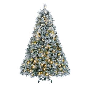 4ft 120cm Full Hard Needle Tree Automatic Decor  Flocked Led Christmas Tree