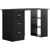47 Inches Home Office Desk with 3-Tier Storage Shelves, Computer Desk with Drawers, Study Writing Table, Black