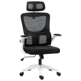 High Back Office Chair, Mesh Computer Desk Chair with Rotatable Headrest, Lumbar Back Support, Adjustable Height, Black