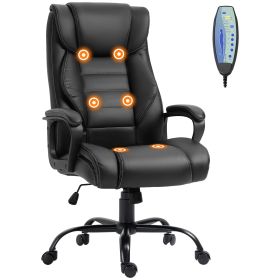 Massage Office Chair, High Back Executive Office Chair with 6-Point Vibration, Adjustable Height, Swivel Seat and Rocking Function, Black
