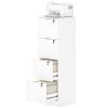 Lockable Filing Cabinet with 4 Fluted Drawers, File Cabinet with Adjustable Hanging Rails for A4 Letter Files, White
