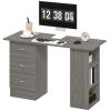 47 Inches Home Office Desk with 3-Tier Storage Shelves, Computer Desk with Drawers, Study Writing Table, Grey