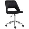 Mid Back Office Chair Velvet Fabric Swivel Scallop Shape Computer Desk Chair, Black