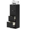Lockable Filing Cabinet with 4 Fluted Drawers, File Cabinet with Adjustable Hanging Rails for A4 Letter Files, Black
