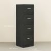Vertical Filing Cabinet with Lock, 4 Drawer File Cabinet with Adjustable Hanging Bar for A4 and Letter Size, Black