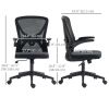 Mesh Office Chair, Swivel Desk Chair with Lumbar Back Support, Adjustable Height, Flip-Up Arm, Black