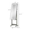 HOMCOM Lockable Jewelry Cabinet with Full-Length Mirror Floor Standing Organizer 4 Adjustable Angles Grey