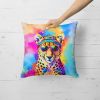 NEW Hippie Animal Cheetah Throw Pillow Machine Washable, Indoor Outdoor Decorative Pillow for Couch, Bed or Patio, 18Hx18W