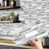 24 PCS Irregular Shape Modern Gray Marble Pattern Peel And Stick Wallpaper (4.72*9.68inch) Kitchen Bathroom Tiles Stickers Suitable For Wall Decoratio
