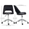 Mid Back Office Chair Velvet Fabric Swivel Scallop Shape Computer Desk Chair, Black