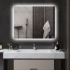 HOMCOM Dimmable Bathroom Mirror with Lights, 35" x 28" Backlit LED Mirror w/ Anti-Fog, Memory & Infinite Color Temperature