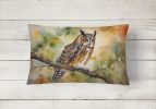 Watercolor Birds Throw Pillow Throw Pillow for Indoor Couch Bed Outdoor Patio Washable, Long-Eared Owl 3234,12Hx16W