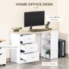 47 Inches Home Office Desk with 3-Tier Storage Shelves, Computer Desk with Drawers, Study Writing Table, White