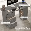 47 Inches Home Office Desk with 3-Tier Storage Shelves, Computer Desk with Drawers, Study Writing Table, Grey