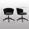 Armless Office Chair, Fluffy Computer Desk Chair with Adjustable Height, Swivel Wheels, Mid Back, Black