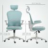 Office Chair, Mesh Computer Desk Chair with Adjustable Headrest, 4D Lumbar Support, Flip-up Arm, Light Green