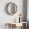 HOMCOM Round Wood Wall Mirror 31 Inch Natural Wood Color for Living Room Bedroom