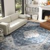 HOMCOM 8x10 Area Rug, Vintage Washable Rug, Non-Slip Floor Carpet for Living Room, Bedroom, Dining Room, Blue