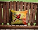 Cardinal Throw Pillow Machine Washable, Indoor Outdoor Decorative Pillow for Couch, Bed or Patio, 14Hx14W