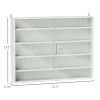 HOMCOM 5-Tier White Display Cabinet with Glass Doors & Adjustable Shelves, Wall-Mounted