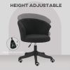 Armless Office Chair, Fluffy Computer Desk Chair with Adjustable Height, Swivel Wheels, Mid Back, Black