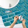 12 Pcs Marble Tile Wall Stickers Blue-Green Peel And Stick Wallpaper Water Resistant Self-Adhesive Wall Tile-Easy DIY Installation&Modern Aesthetic Fo