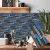 12Pcs Blue Marble Brick Peel And Stick Wallpaper, Removable Wall Stickers For Bathroom Kitchen Backsplash Hanging Decorative Tiles